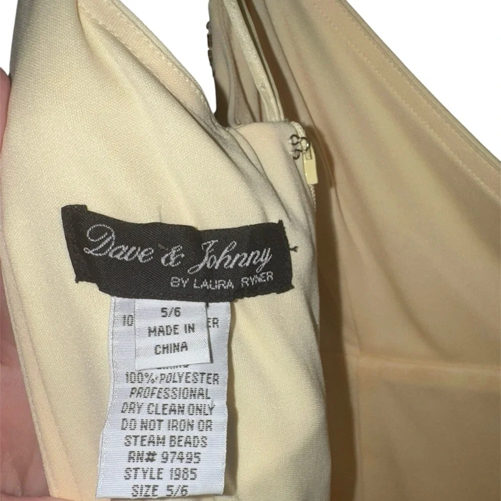 Dave & Johnny Beaded Formal Dress Champagne Yellow/Gold Size 5/6 - Picture 5 of 14